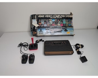 Vtg Atari Video Computer System CX-2600A w/ Box Paddles Joystick 1980 For Parts