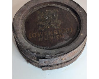 Lowenbrau Beer Barrel Wall Plaque 18" Vintage Style Wood Bar Sign Man Cave Decor