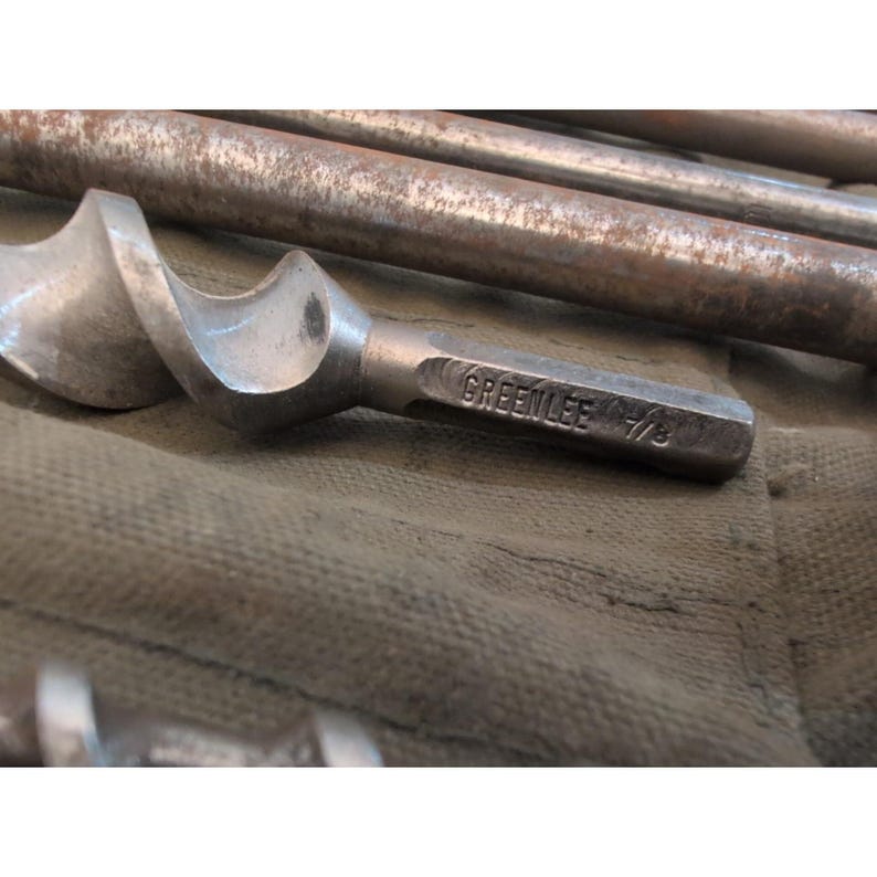 Lot Of 19 Vintage Antique Drill Bits Bell System Irwin Greenlee With Canvas Case image 11