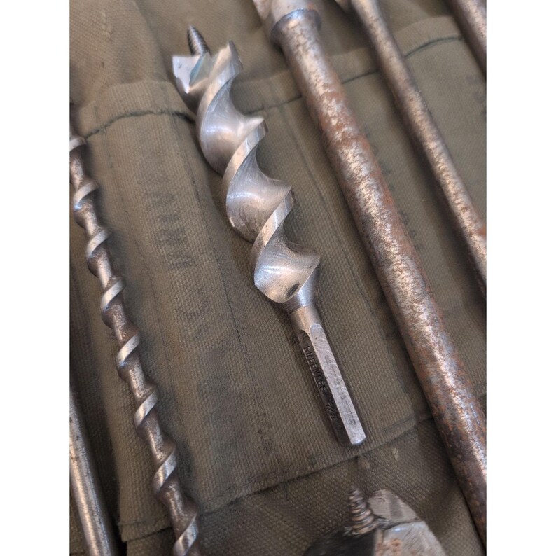 Lot Of 19 Vintage Antique Drill Bits Bell System Irwin Greenlee With Canvas Case image 10
