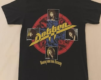 Vintage Style Dokken Back for the Attack Unisex T-shirt One Side