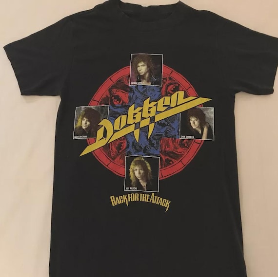 Vintage Style Dokken Back for the Attack Unisex T-shirt One Side
