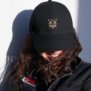 Vintage Embroidered Corduroy Cat Hat