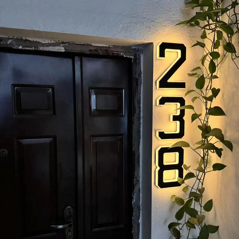 Solar Powered LED House Numbers: Illuminated Address Plaque, 9 Inch,no ...
