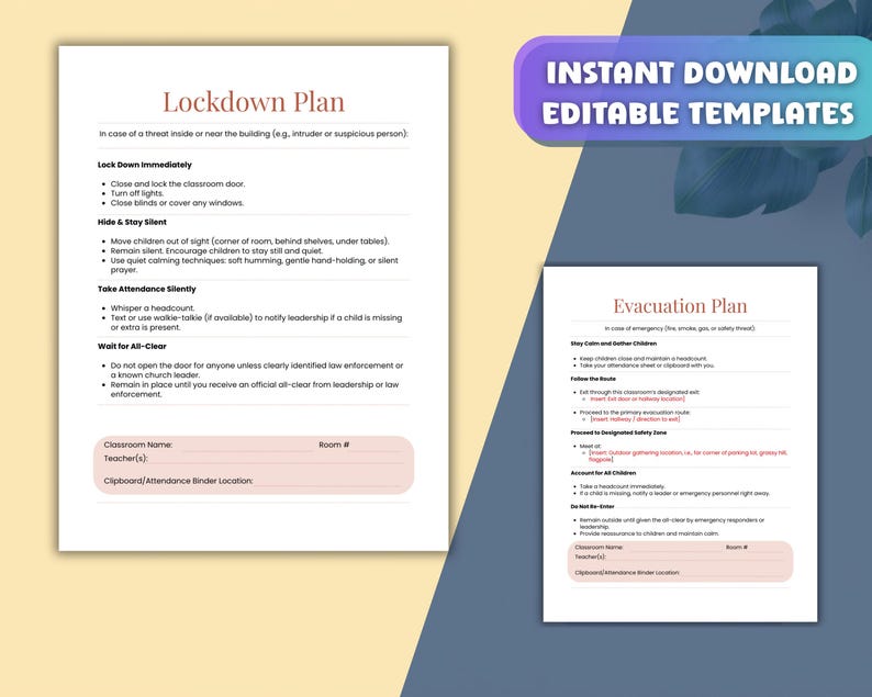 Kids Ministry Emergency Plan Templates: Church Safety Toolkit (PDF ...