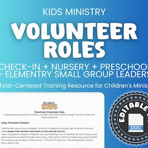 Nursery, Preschool & Elementary Small Group + Check-In Volunteer Role Descriptions | Editable Google Docs | Children&#39;s Ministry