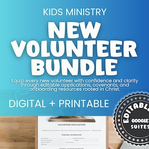 Volunteer Application & Covenant Bundle | Google Form + Docs + Sheets | Kids + Youth Ministry Onboarding Packet