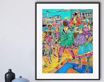 Good Times Watercolor Art Print, Black Art, Ethnic Home Decor
