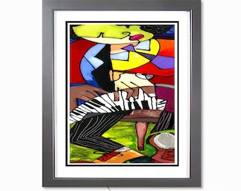 Piano Dance Art Print, New Orleans Jazz, Abstract Music, Home Decor