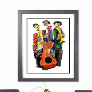 Jazz Band Trio - Abstract New Orleans Jazz Art, Jazz Wall Art, Jazz Painting, Home Decor Art, Music Room , Abstract Art