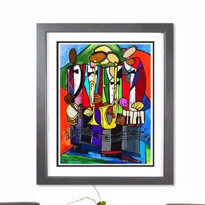 House Band Jazz Art Print, Abstract Piano Painting