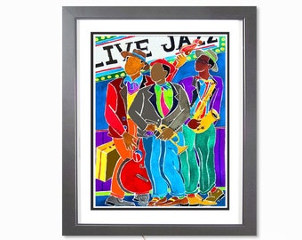 Live Jazz Band Watercolor Print, Music Art, African American Art, Black Art, Abstract Wall Art, Home Decor Art, Jazz Art Painting