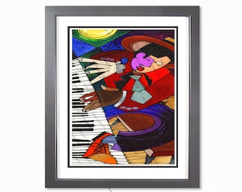 Feet On My Piano Music Art Print, Abstract Music Decor, Home Decor, Fine Art Print, Abstract Wall Art, Gift for Jazz Lover .