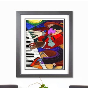 Feet On My Piano Music Art Print, Abstract Music Decor, Home Decor, Fine Art Print, Abstract Wall Art, Gift for Jazz Lover .