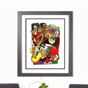 Jazz Band Music Art Print, Abstract Wall Art, Watercolor Print, New Orleans Jazz Band Painting, Home Decor Art.