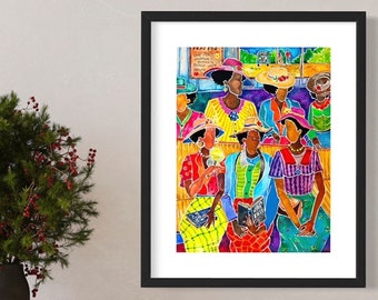 Black Women Bible Study Watercolor Art Print, African American Art