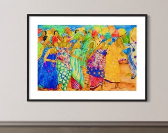 African American Art Print, Ethnic Watercolor Painting, Colorful Art Gift