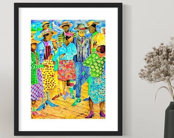 High Heels & Britches Watercolor Art Print, African American Art, Colorful Wall Art, Black Artist, Black People Dancing, Framed Wall Art