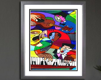 New Orleans Jazz Art Print, Abstract Music Painting