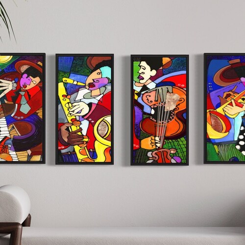 Jazz Band Wall Art Abstract Canvas Print Jazz Wall Decor Etsy