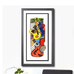 Jazz Mix Music Art Print , Jazz Music Print, Trumpet, Jazz Painting, New Orleans Jazz Art , Musical Instruments, Home Decor Art