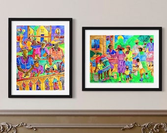 Black Art Watercolor Print Set, African American Art Collection