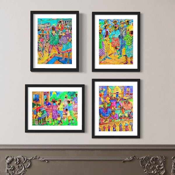 Watercolor Art Print Set – African American Home Decor, Matted Wall Art