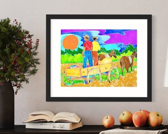 Working Together Art Print, African American Art, Watercolor Home Decor
