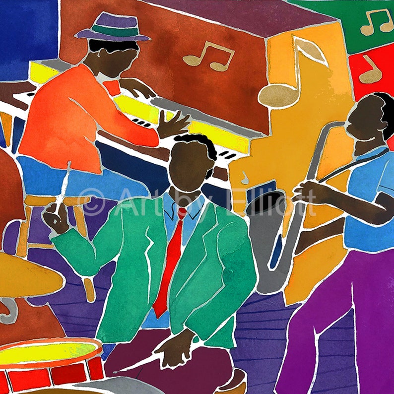 Big Jazz Band Framed Black Art Print African American Art Etsy