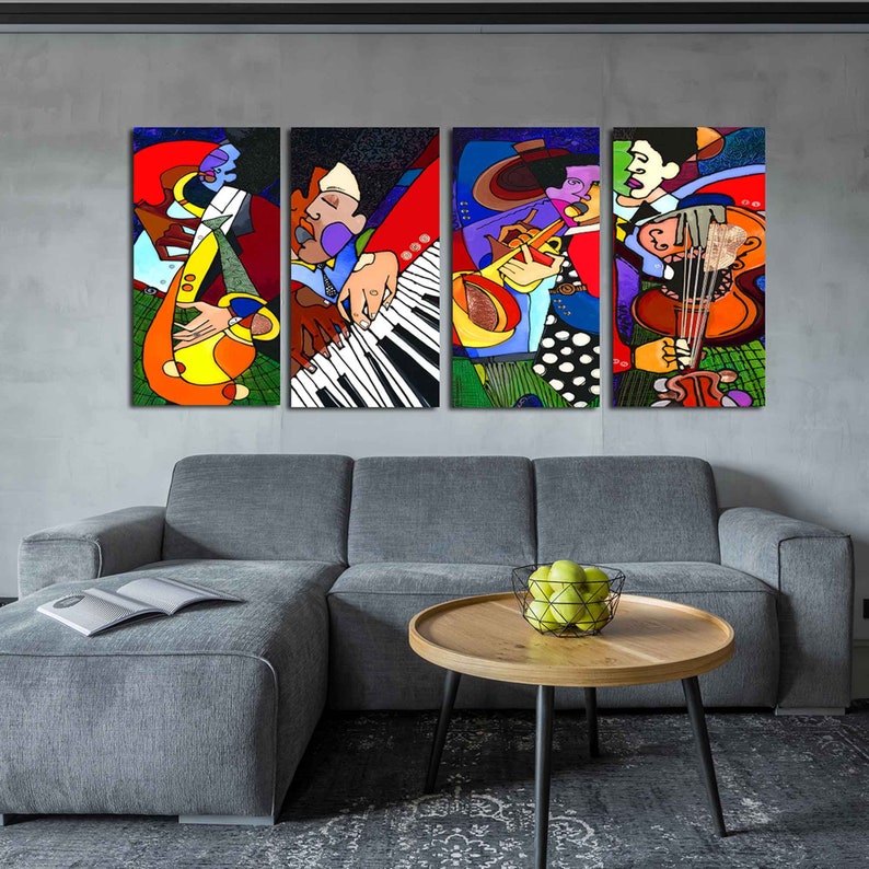 Large Jazz Art Set Canvas Wall Art New Orleans Jazz Art Home Etsy