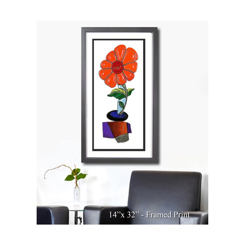 Orange Flower Kitchen Wall Art Flower Art Print Floral Etsy