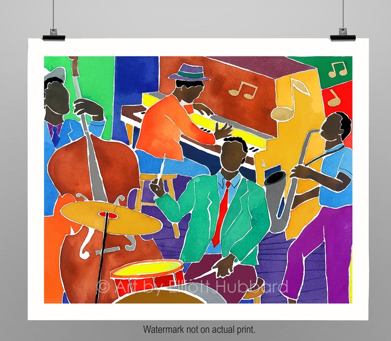 Big Jazz Band Framed Black Art Print African American Art Etsy