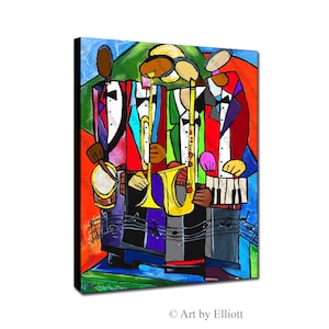 House Band - Canvas Wall Art , Colorful Abstract Art, New Orleans Jazz Art, Canvas Painting, Wall Art, Home Decor Art, Large Jazz Canvas