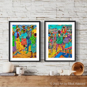 2 Piece Black Art Set Watercolor Prints, African American Art, Colorful Wall Art, Wall Art, Home Decor Art