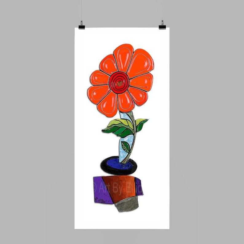 Orange Flower Kitchen Wall Art Flower Art Print Floral Etsy