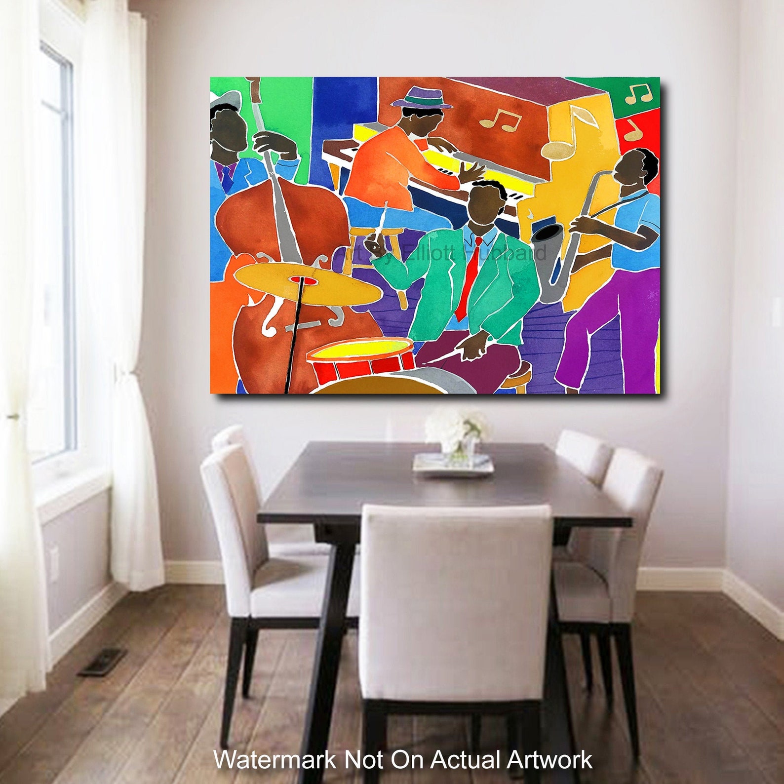 Big Jazz Band New Orleans Jazz Art Large Canvas Wall Print Etsy