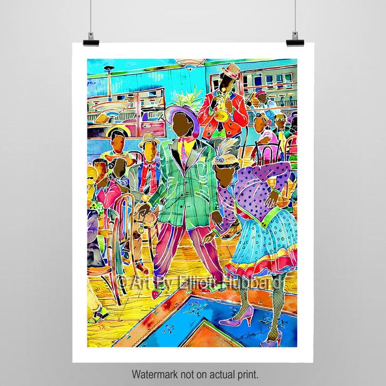 African Art Black Art Print Black Wall Art Home Decor Art Housewarming Gift Good Times African American Art Watercolor Painting