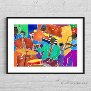 Big Jazz Band Black Art Print, African American Art, Watercolor Print, Home Decor Art, Music Art, Jazz Art, Wall Art, Home Decor Art