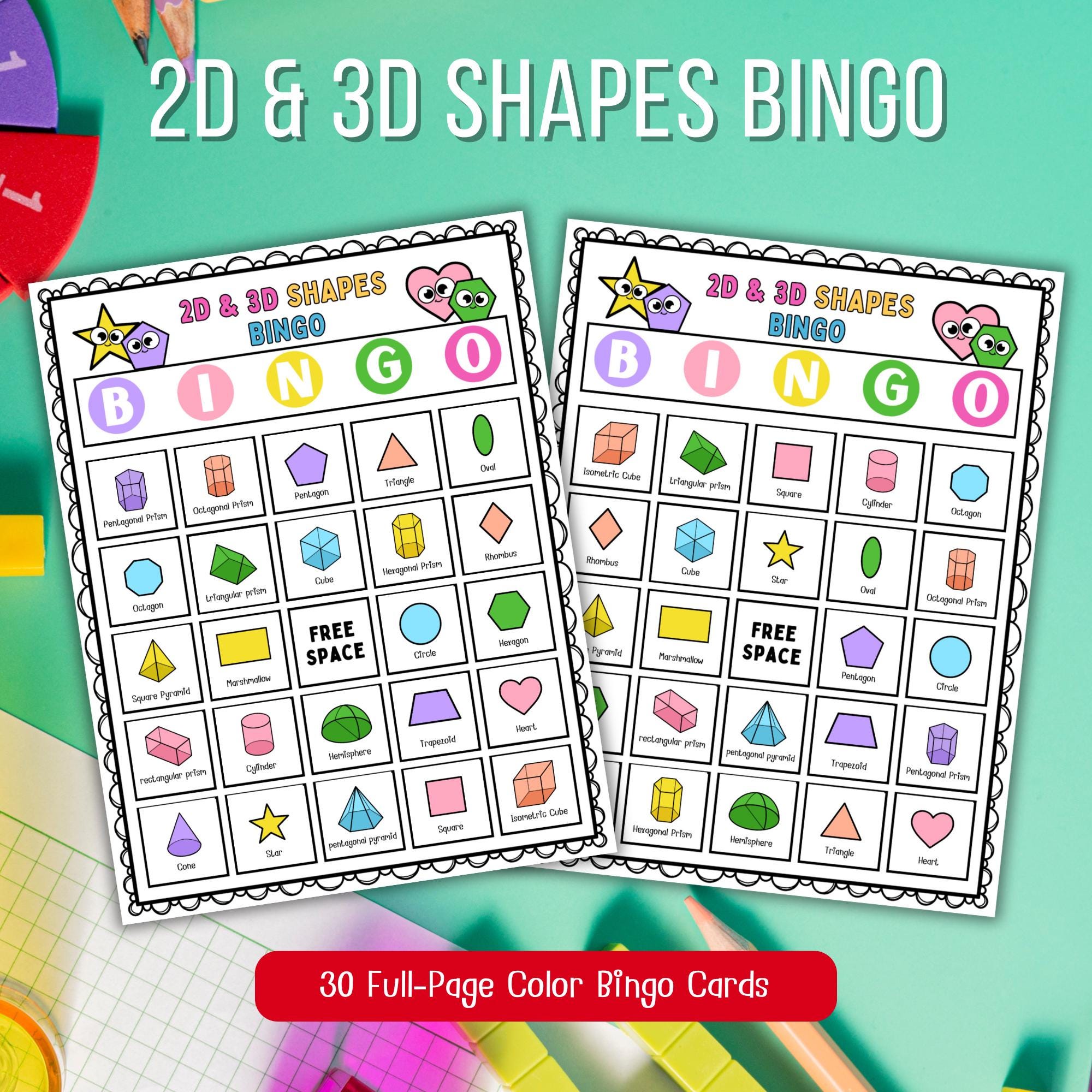 2D and 3D Shapes Bingo Game | Printable Geometry Activity | Math Center ...