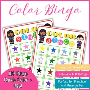 Color Word Bingo Game – 4x4 Printable PDF for Preschool & Kindergarten | Fun Color Recognition Activity for Kids