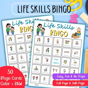 Life Skills Bingo Game Printable | Social Emotional Learning SEL Activity | Classroom Counseling Game | Kids Positive Habits & Routines