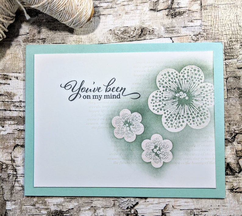 You/'ve Been On My Mind Handmade Card with embossed flowers