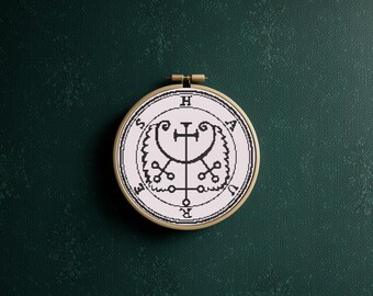Haures Sigil Cross Stitch Pattern – Ars Goetia Demonology Wall Art
