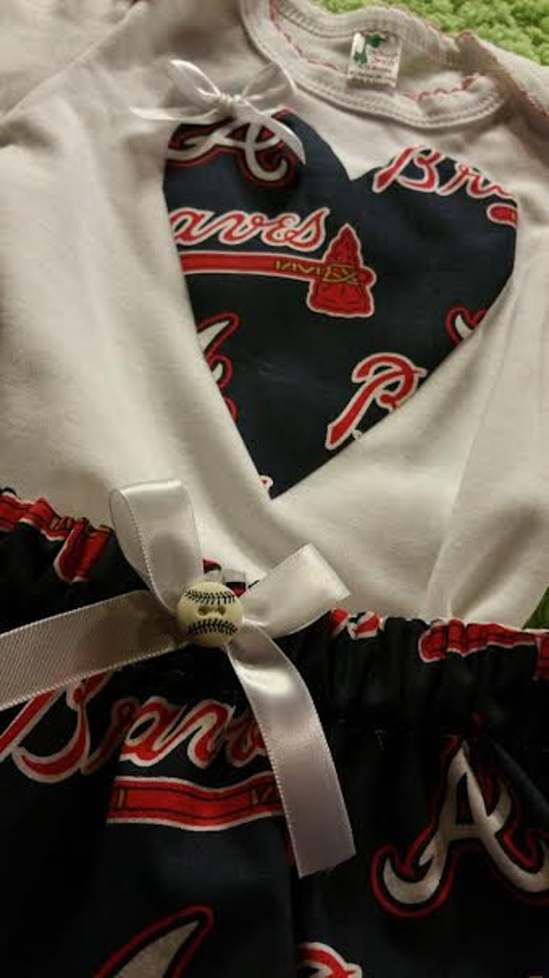 Baby Girl Atlanta Braves Baseball Bodysuilt With Skirt Etsy