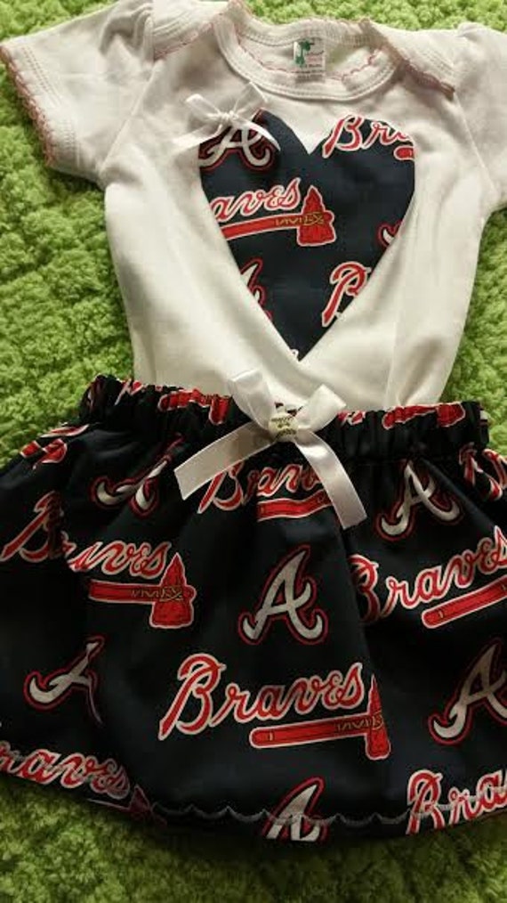 Baby Girl Atlanta Braves Baseball Bodysuilt With Skirt Etsy