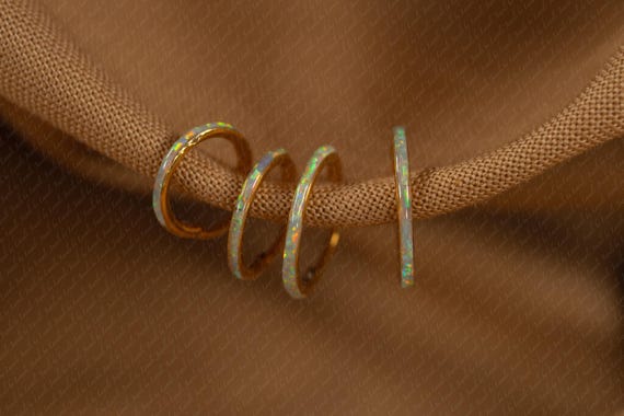 20G Opal Lined Clicker Hoop • White Fire Opal • Hinged Hoop Earring • Seamless Titanium Hoop • Nose Ring • Thin Nose Hoop JL33.2