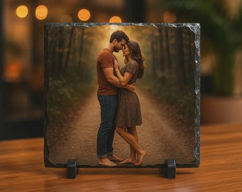Custom Photo Slate | Personalized Picture on Rock | Memorial, Pet, Wedding, or Family Gift | Sublimation Print Keepsake
