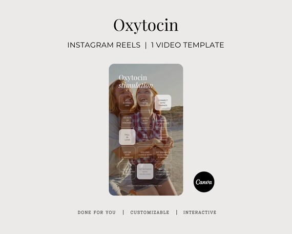 Oxytocin Instagram Reel | Happy Hormones Neurotransmitters Done For You Social Media Video | Endocrine Health Customizable Canva Template