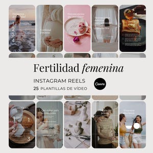 Fertilidad Femenina Reels en Español Instagram, Salud Reproductiva Vídeos Personalizables de Redes Sociales, Concepción Plantillas Canva