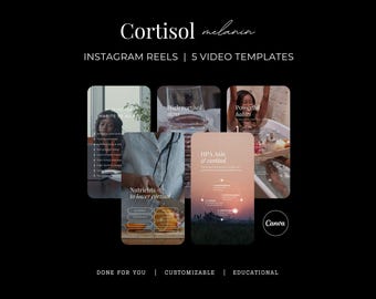 Cortisol Melanin Instagram Reels, Hormone Balance Done For You Social Media Videos, Customizable Canva Templates